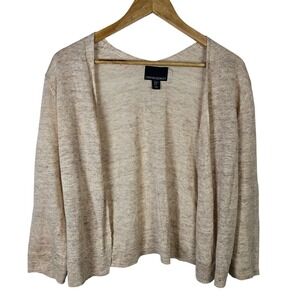 Cynthia Rowley 100% Linen Open Front Cardigan Sweater Beige Size M